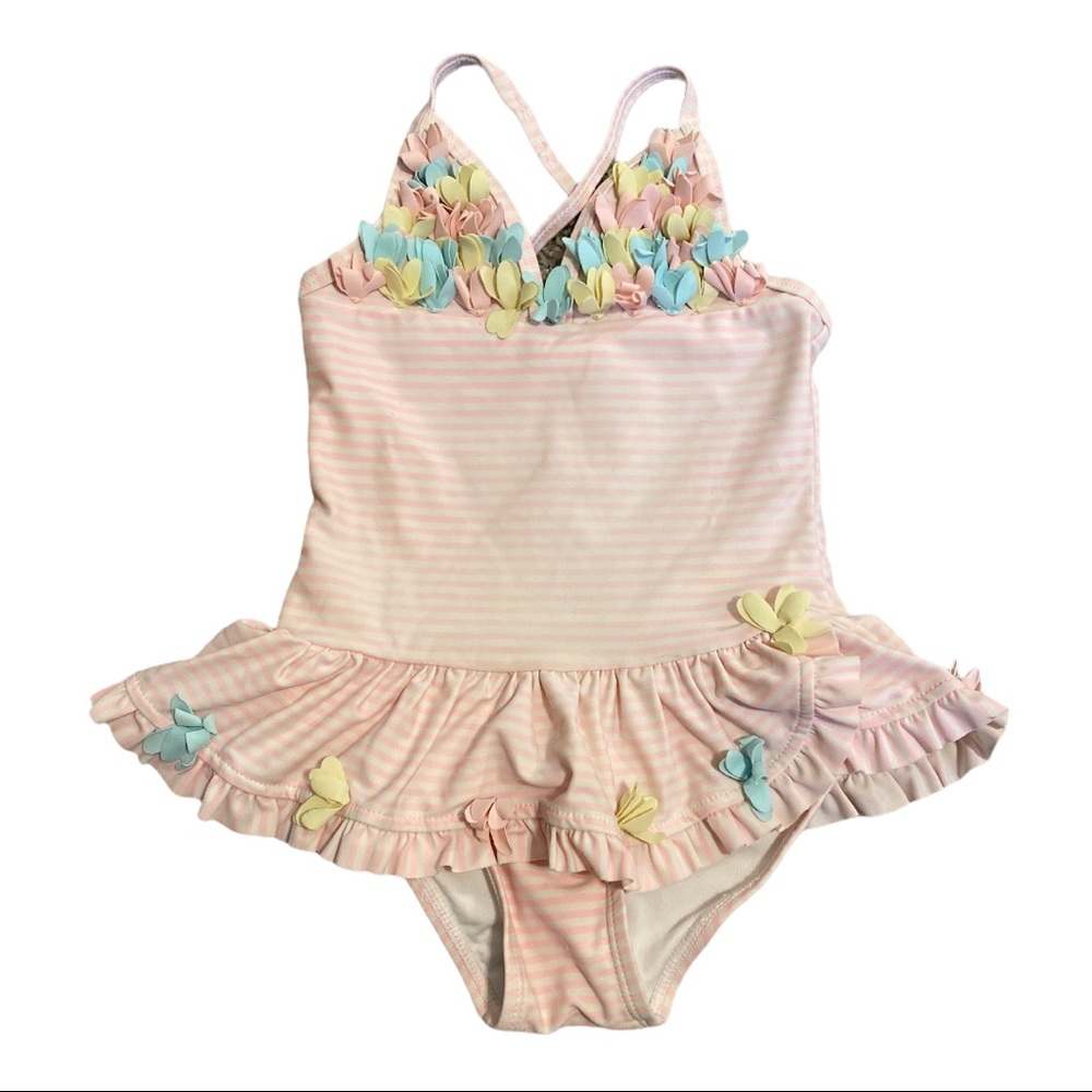 🎊Pink and White stripe girls one piece